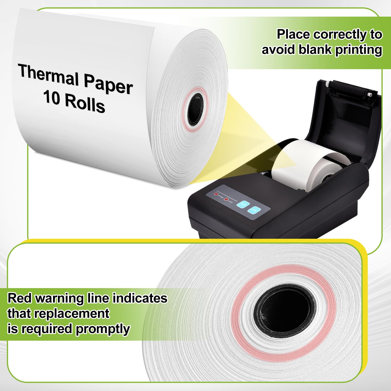 Papel Térmico 80x80x12 mm, 10 Rollos de Papel Tickets para Caja Registradora, Premium rollo termico para Impresora TPV Térmica de Ticket