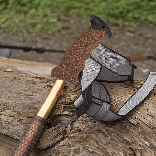 Miniatura 4 de Mango de bastón, mango de caña de senderismo, mango de corcho, agarre de poste de trekking, puntas de bastón, protectores de repuesto, adaptador de