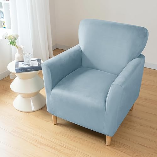 Miniatura 8 de LiveGo Fundas para sillón de banquete, de terciopelo de lujo, con brazos, fundas elásticas para sillas para sala de estar, funda suave