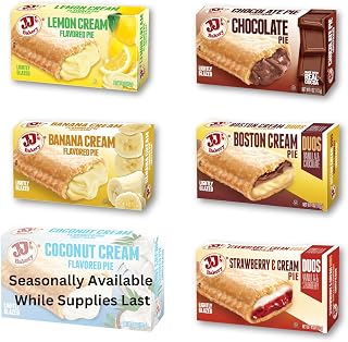 JJ's Bakery Cream Pie Variety Pack: 6 Individually Wrapped Dairy-Free Snack Pies, Kosher Parve, Nut-Free, On-the-Go Treats