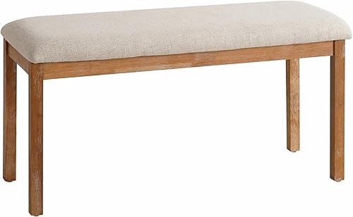 Banco de comedor de campo francés, madera, banco de comedor vintage de granja, tapizado de tela, 16 pulgadas de ancho x 16 pulgadas de profundidad x