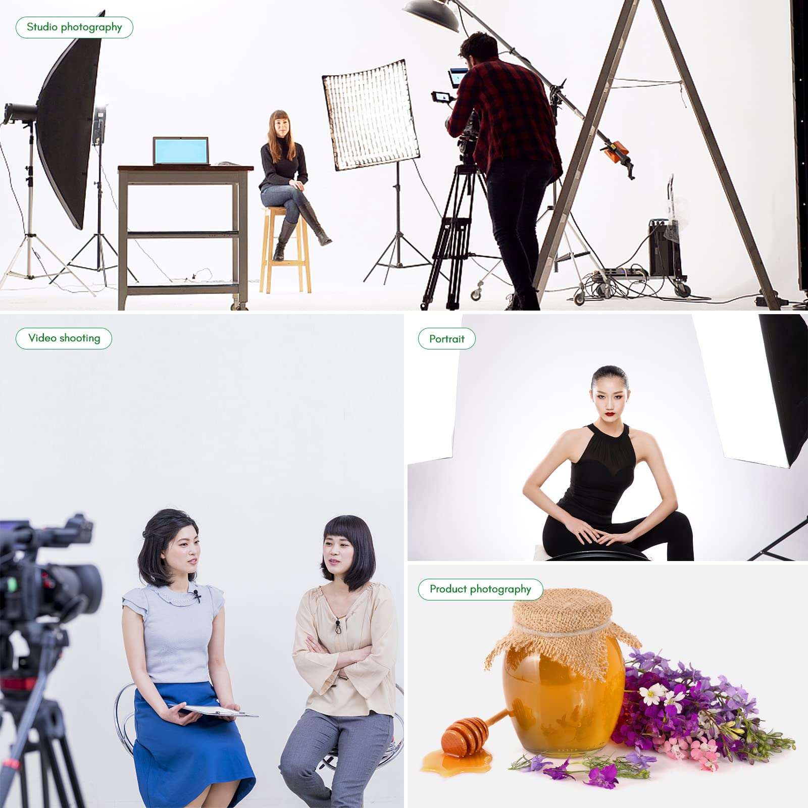 Andoer 2 x 1,5 m, telón de fondo blanco para fotografía, pantalla de fondo con trípode ajustable en forma de cruz para transmisión de fotografía de estudio de juegos, color negro