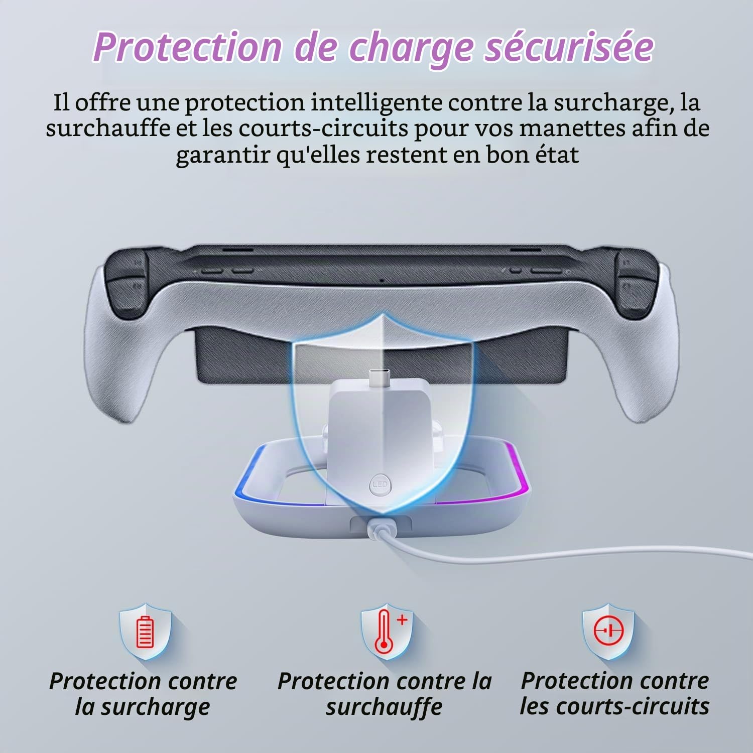 Mcbazel RGB Station de Chargement pour PS Portal Remote Player, Support de Charge Vertical Chargeur Manette, 14 Effets Lumières RGB pour PS Portal Remote Player/PS5 Controller