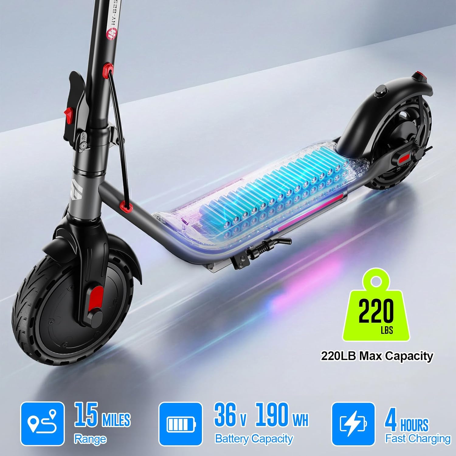 SISIGAD 8.5" Solid Electric Scooter for Adults, Top Speed 19 MPH, 19 Miles Long Ranges, Foldable E Scooter for Adults