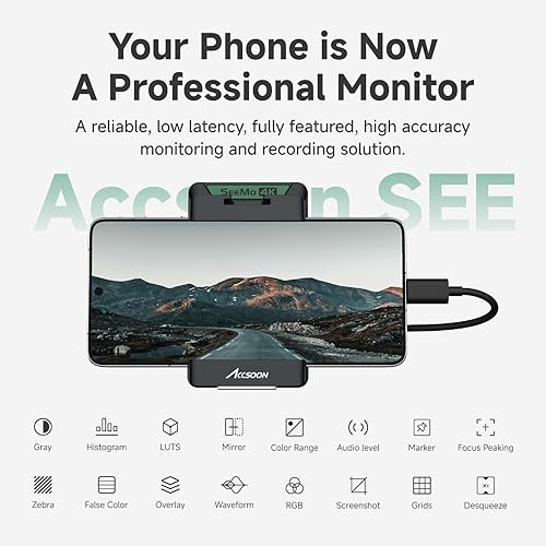 Miniatura 4 de Accsoon SeeMo 4K para sistema de transmisión de video HDMI Android, transmisor de cámara 4K30/1080p60 para grabar/compartir/transmisión en vivo,