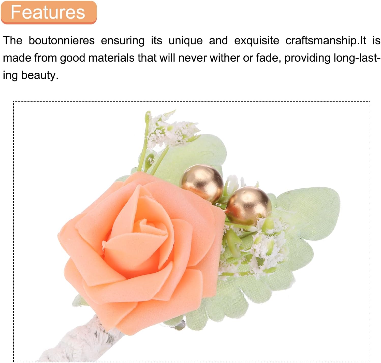 MECCANIXITY 10Pcs Groom Boutonnieres Rose Boutonnieres Pins for Men Wedding Ceremony Anniversary Formal Dinner,Party Suit Decoration