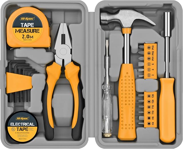 Hi-Spec 24pc DIY Kit d'outils pour la maison – Ensemble d'outils de démarrage compact avec boîtier pour débutants, étudiants & Premiers appartements