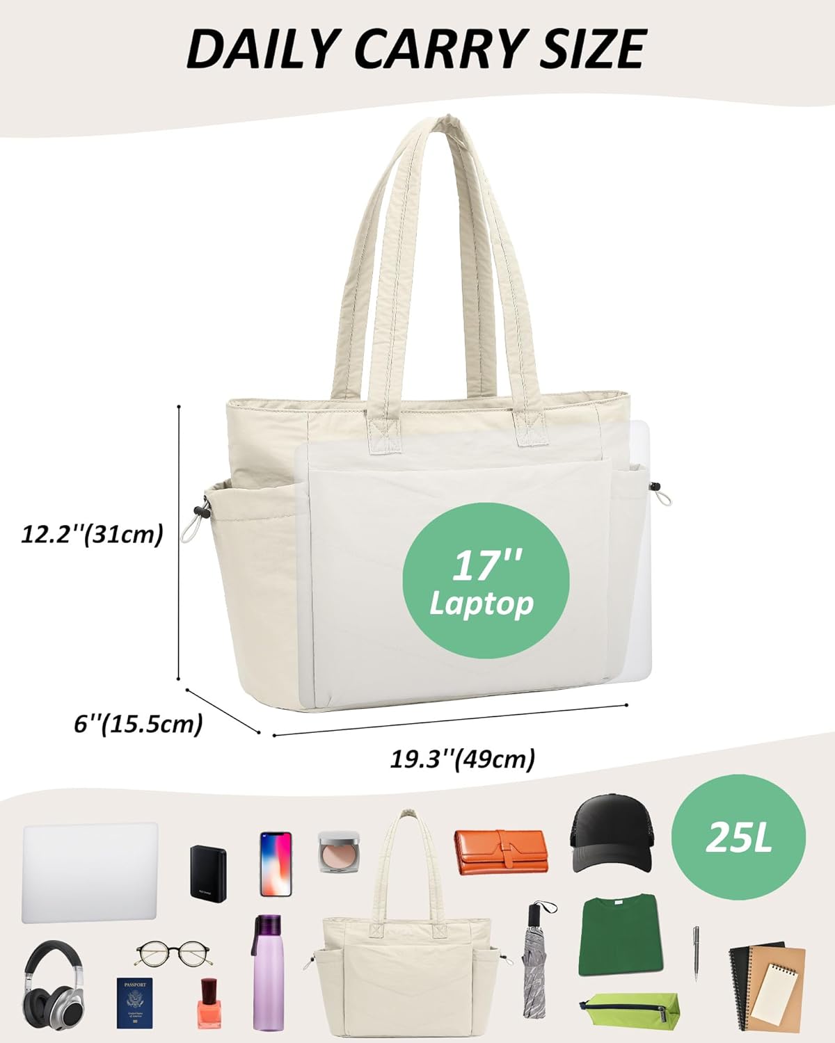 TANTOMI Tote Bag for Women Puffer Tote Bag with Zipper, Qulited Shoulder Bag Lightweight Handbags for Work Travel School Gym - Image 3