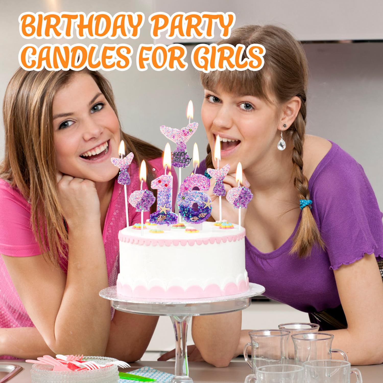 7Cm Bougies D'Anniversaire 10 Ans, Decoration Anniversaire Sirène