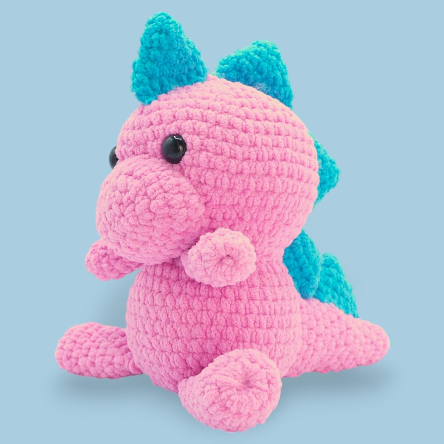 Okeydokeys Crochet Kit for Beginners, Crafts for Adults, Fun Stuff -Step-by-Step YouTube Starter Kit - Thick Chenille Yarn and Craft Supplies Included, Cute Amigurumi Art kit (Doug The Dino Kit)