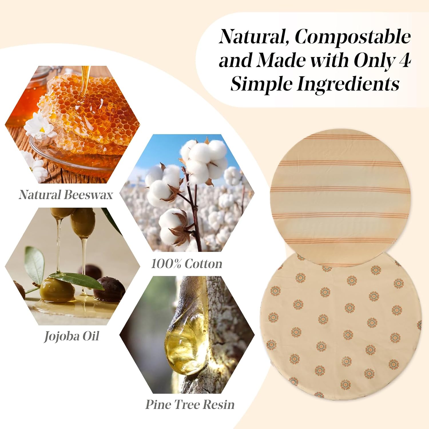 Beeswax Bowl Covers for Bread Proofing 2Pcs Shower Caps for Sourdough Bread | 10/12 Inch Reusable Elastic Organic cotton Sourdough Bowl Covers for Bread Proofing Baskets and Large Mixing bowl