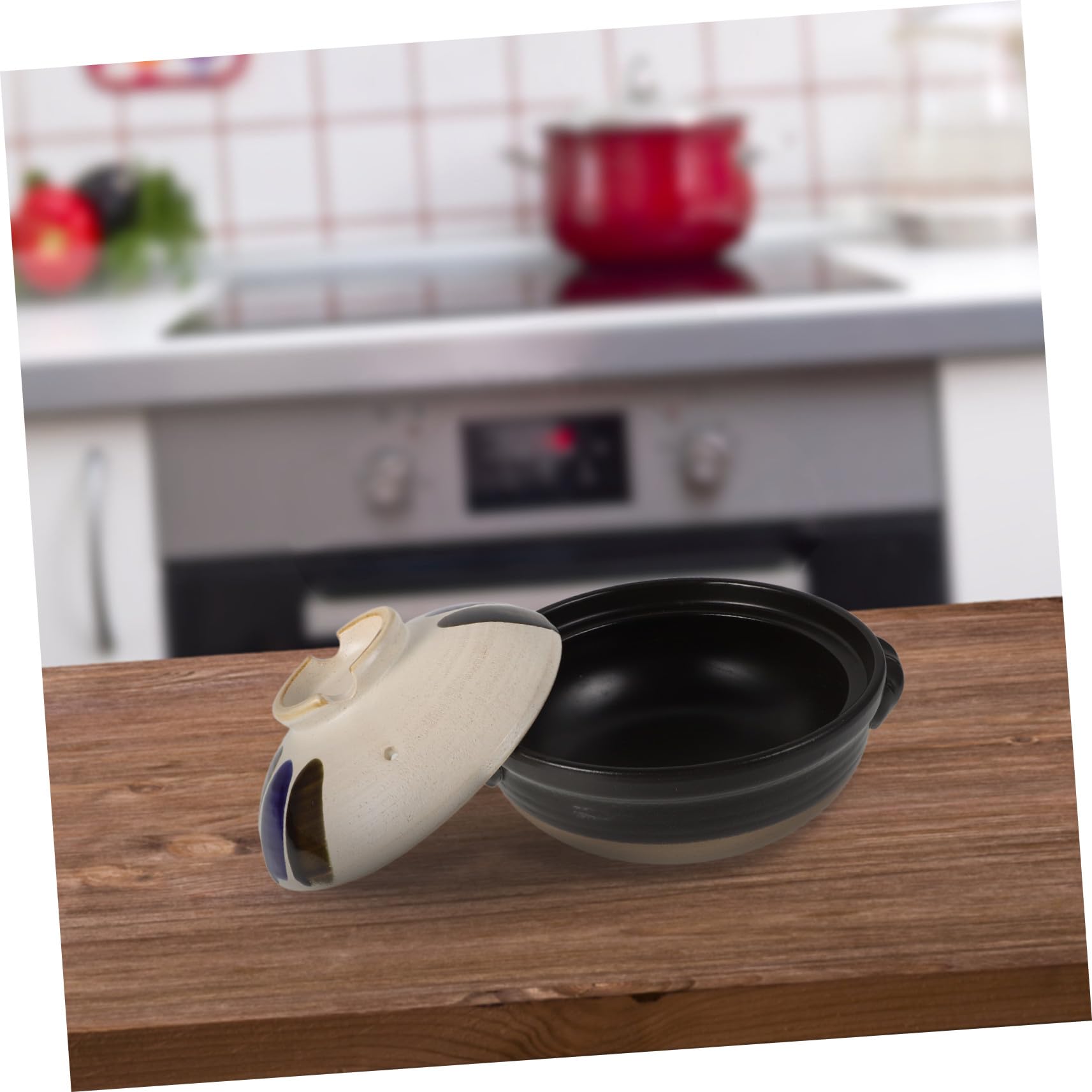 Toyvian Pentola in Terracotta Giapponese Vintage con Doppia Maniglia, Resistente ad Alte Temperature, Versatile per Cucinare Riso e Pasti in Famiglia