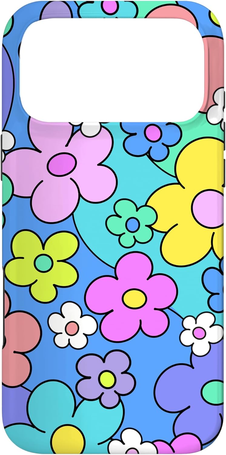 Indie Aesthetic Drawing Flower Power Daisy Hippie Y2K 60s Case for iPhone 17 Pro Max