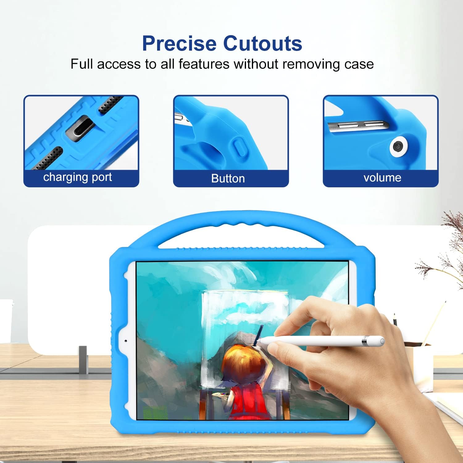 JOGUIIA Kids Case for iPad 9th 8th 7th Generation,Shockproof Silicone Kids Cover for iPad 10.2 2021/2020/2019 with Handle Stand for New Apple iPad 10.2 inch(Light Blue) image 3