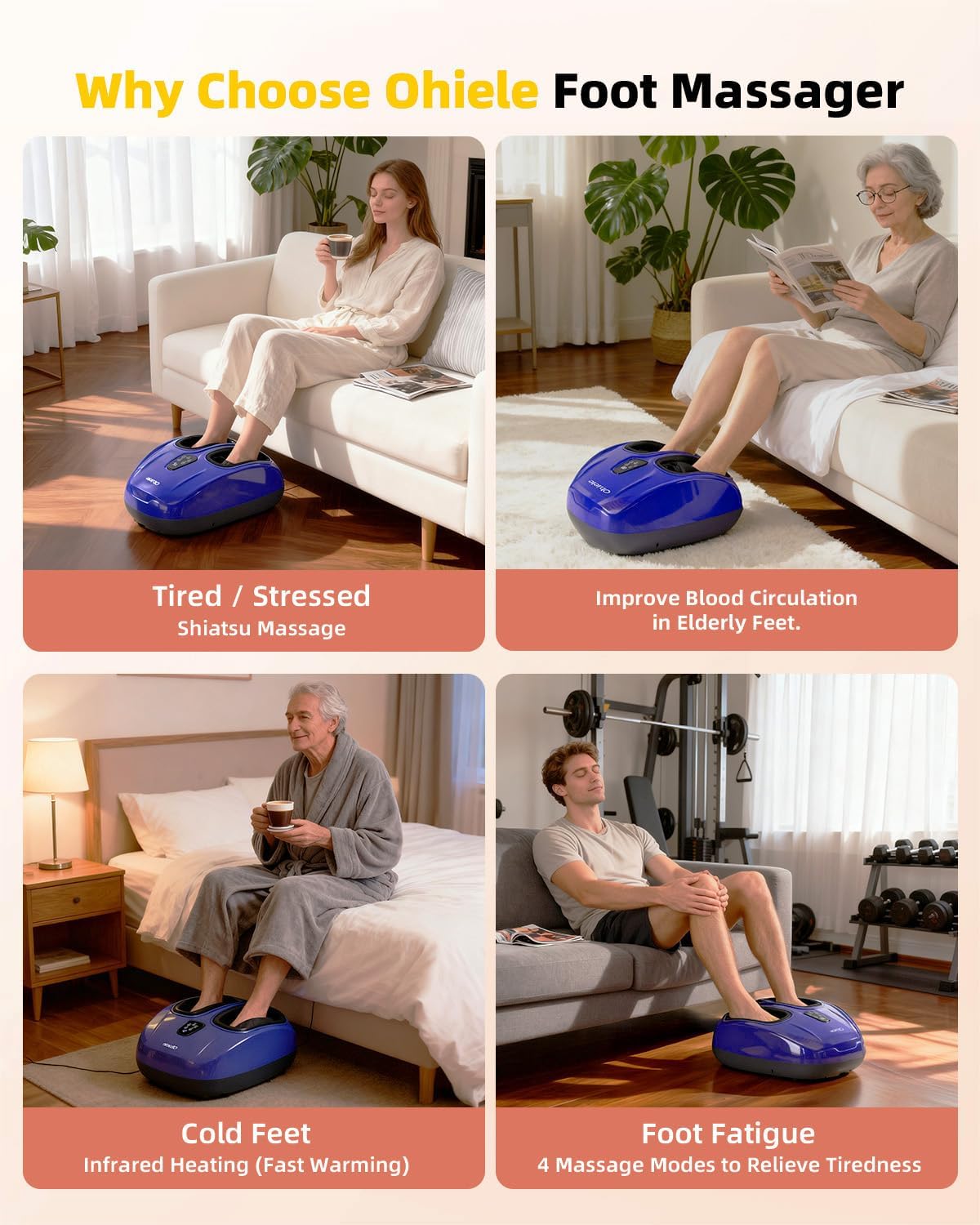 Foot Massager with Heat,Shiatsu Deep Kneading Massager for Plantar Fasciitis, Foot Massage Machine with Multi Massage Modes & Remote Control for Pain Relief(Blue Purple) USED