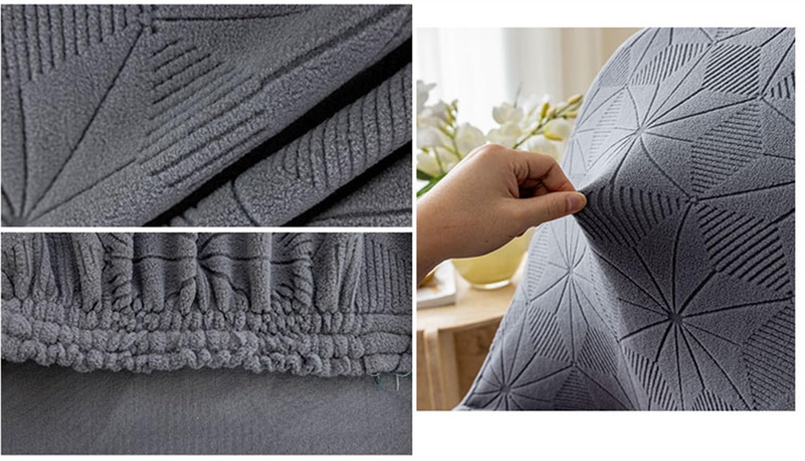 Pokrowce na krzesła do jadalni, stylowe krzesło do jadalni z połowy wieku nowoczesne nakrycie na krzesło, tapicerowane żakardowe pokrowce na krzesła boczne (Color : Dark Grey, Size : 4)