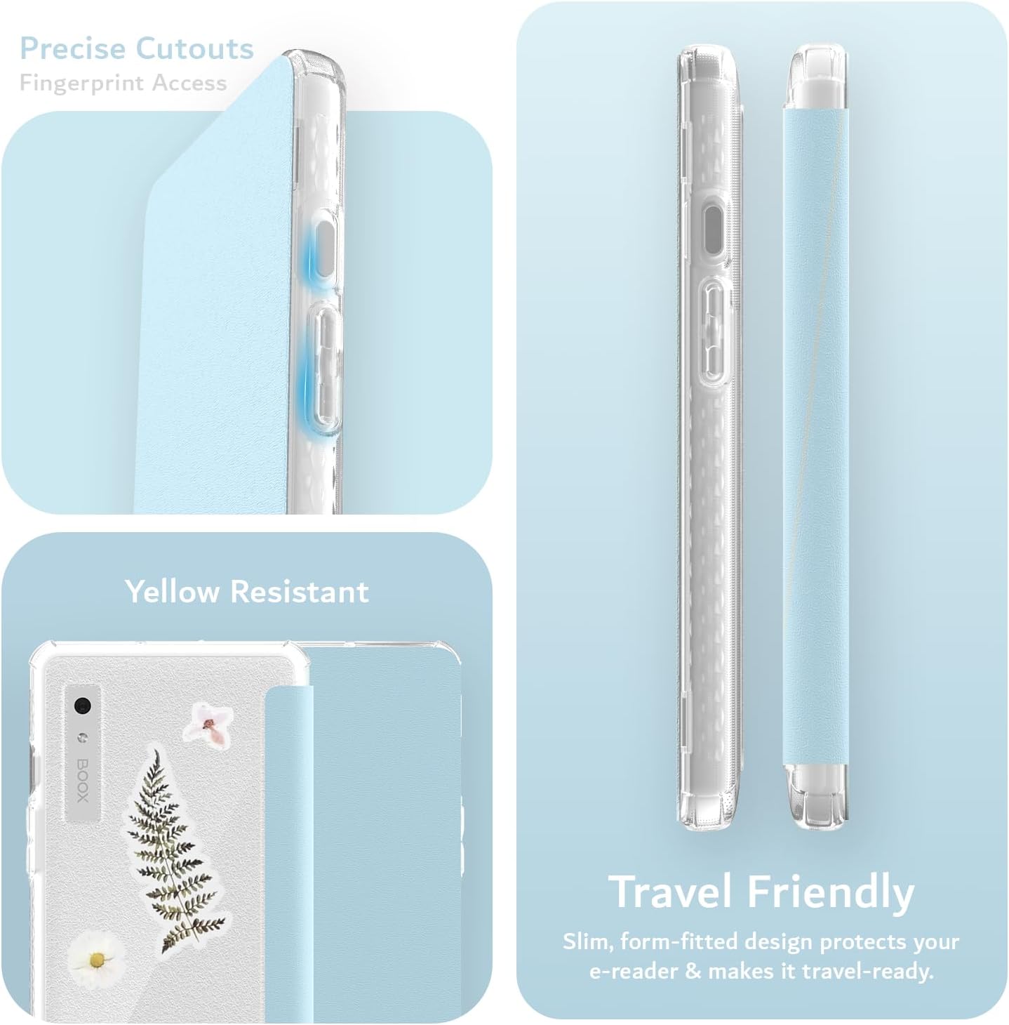 TUDIA [2-in-1 Case Bundle] Designed for Onyx Boox Palma 2 - Includes SKN Flip V2 with Auto Wake/Sleep & SKN Clear Shockproof Slim Back Cover - [DO NOT FIT Palma 2 PRO] - Pink & Clear Blue