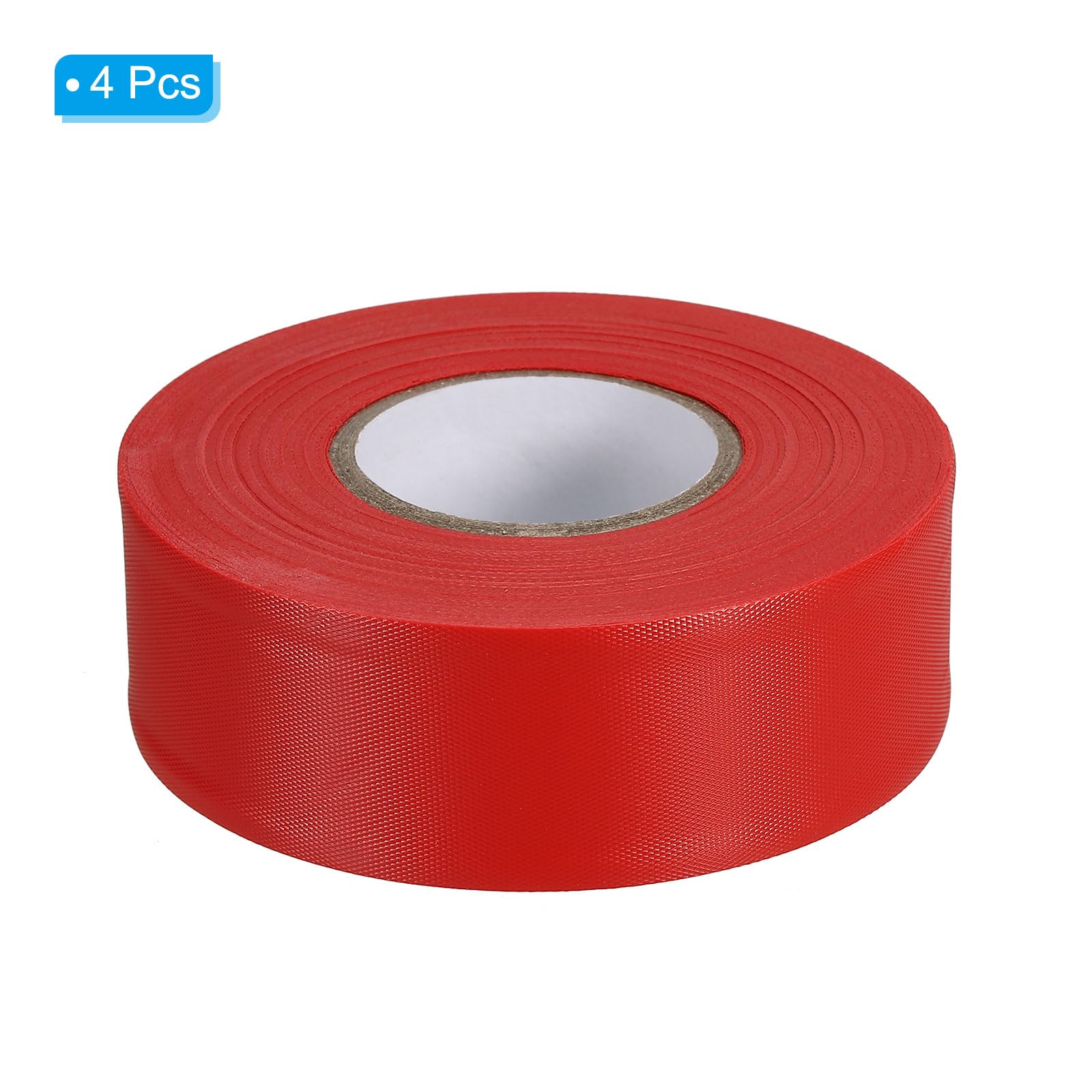 PATIKIL Nastro Segnaletico 3cm x 45m, PVC Non-adesivo Neon Marcatura Nastro Plastica per Albero Sondaggio Confini Esterni Sentiero 4pz, Rosso
