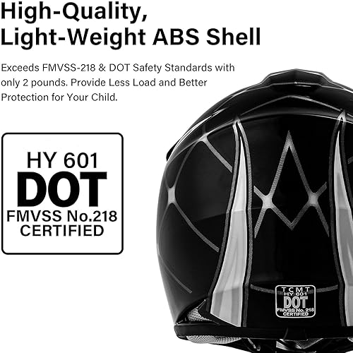 Miniatura 2 de XFMT - Juego de casco DOT con gafas y guantes para motocross, cuatrimoto y vehículos todoterreno para niños y jóvenes, casco Mx (arañas negras,