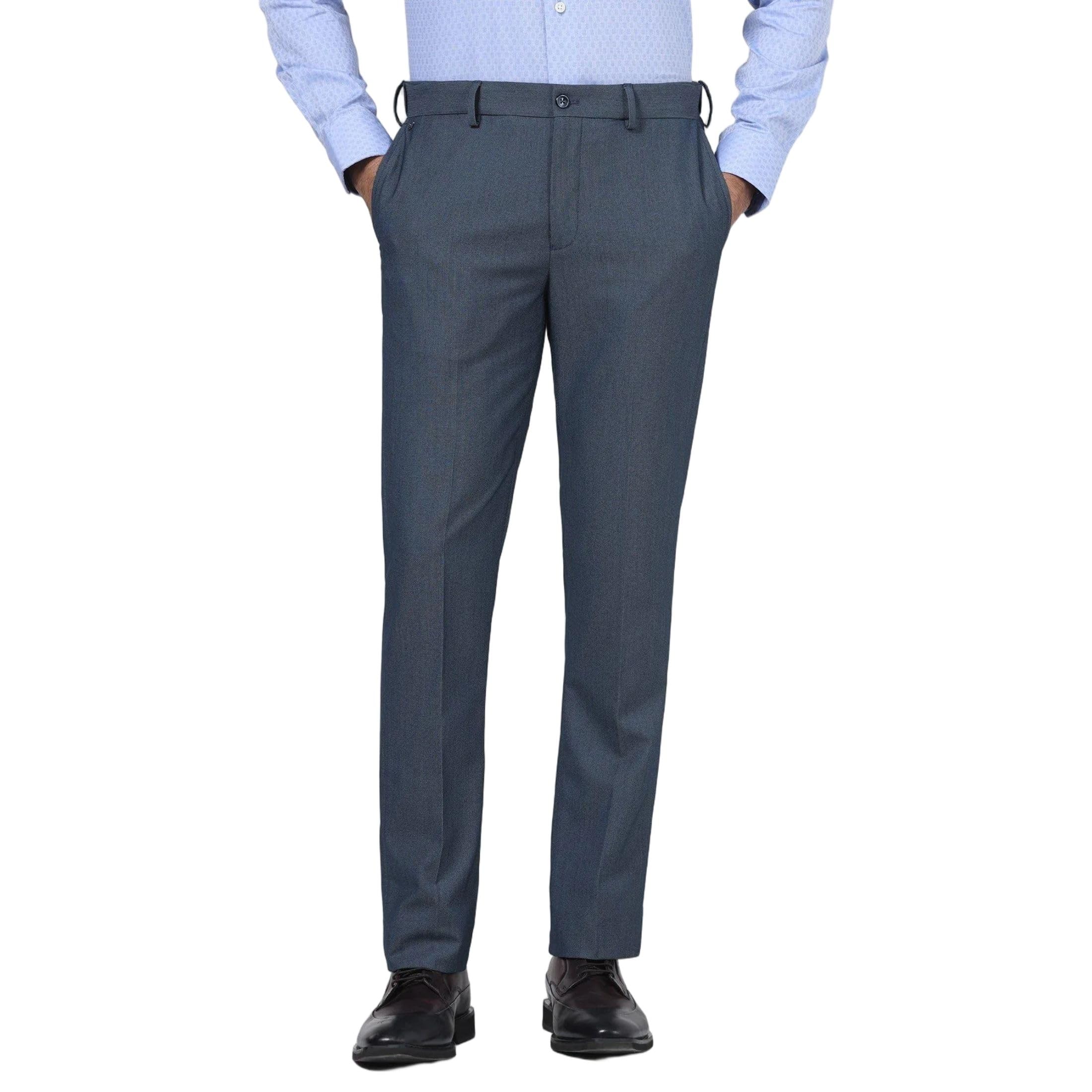 Men's Polyester Blend Slim Formal Trousers-image-22