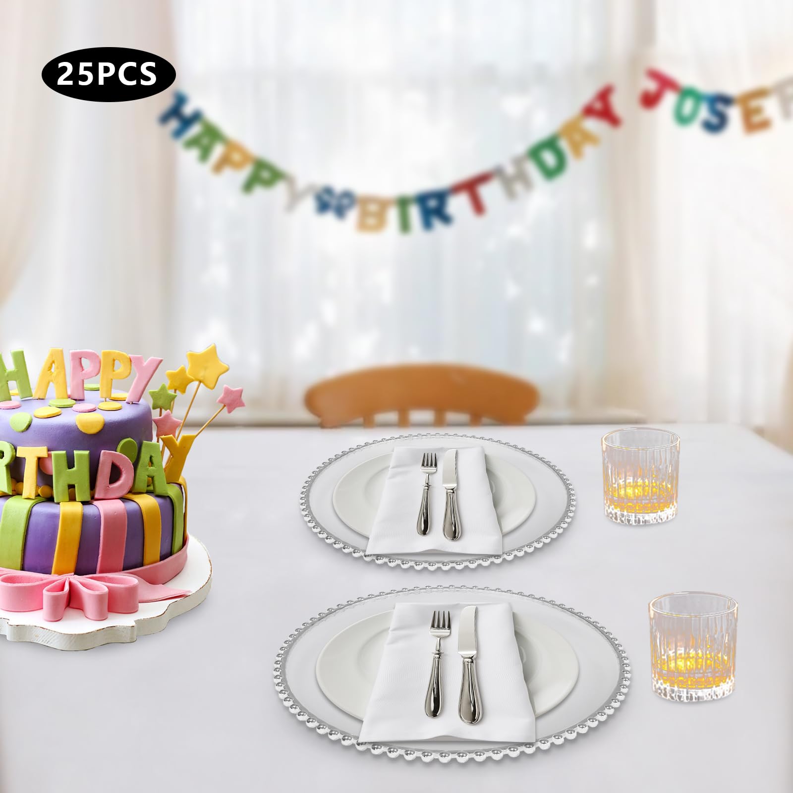 Dlinanta 25 Pack Clear Charger Plates 12.6