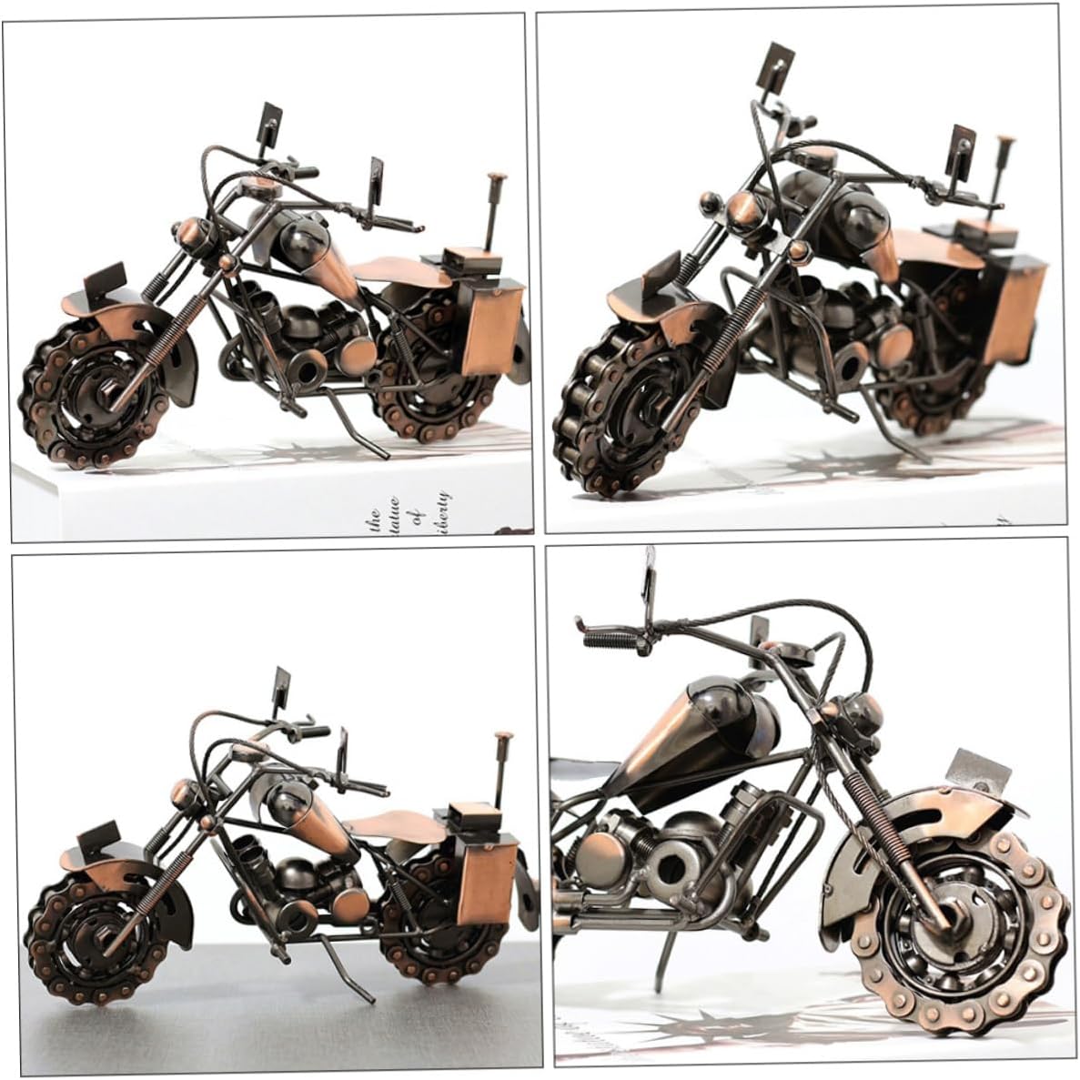 LIFKOME Handcrafted Vintage Motorcycle Model Iron Art Motorcycle Statue Home Office Decor for Lover