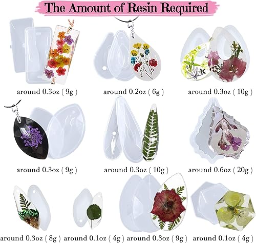 Miniatura 4 de Funshowcase Moldes de silicona epoxi para collar y aretes con agujeros para colgar, juego de suministros de fabricación de joyas, paquete de 45