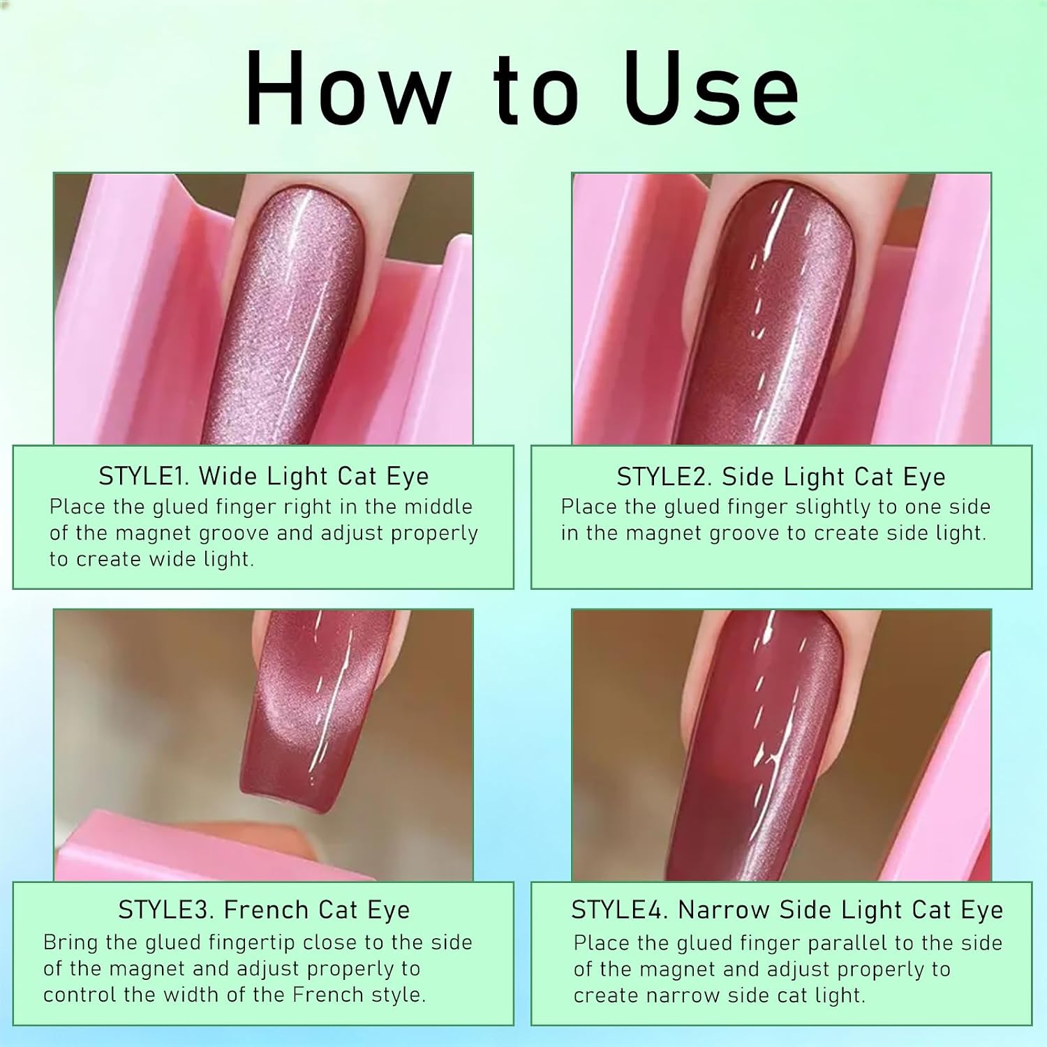 1 Piece Pink Nail Magnet for Nail Art 5D Automatic Cat Eye Nail Tool for Cat Eye Gel Nail Polish Cat Eye Magnet for Nails