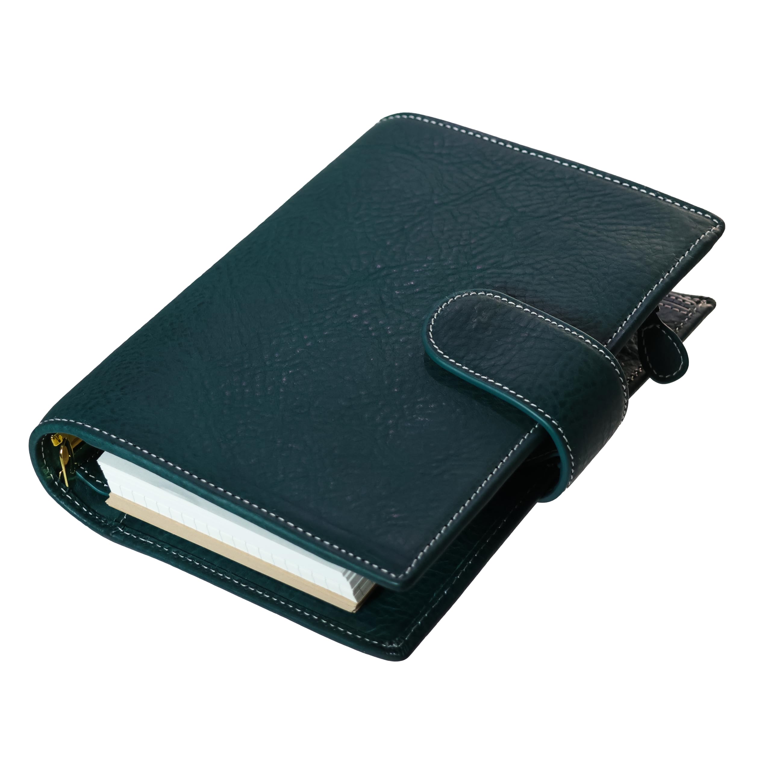 Burxxong A6 Personal XL Organizer Minerva Box Genuine Leather Journal Notebook,Stalogy Rings Planner Pocket size Notebook with 25MM Binder Mini Agenda Diary (Blue)