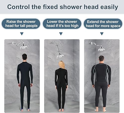 Vista 4 de BRIGHT SHOWERS Extensor de brazo de ducha de latón para lluvia y cabezal de ducha de mano, brazo de extensión universal de 5 pulgadas, altura y Cromo