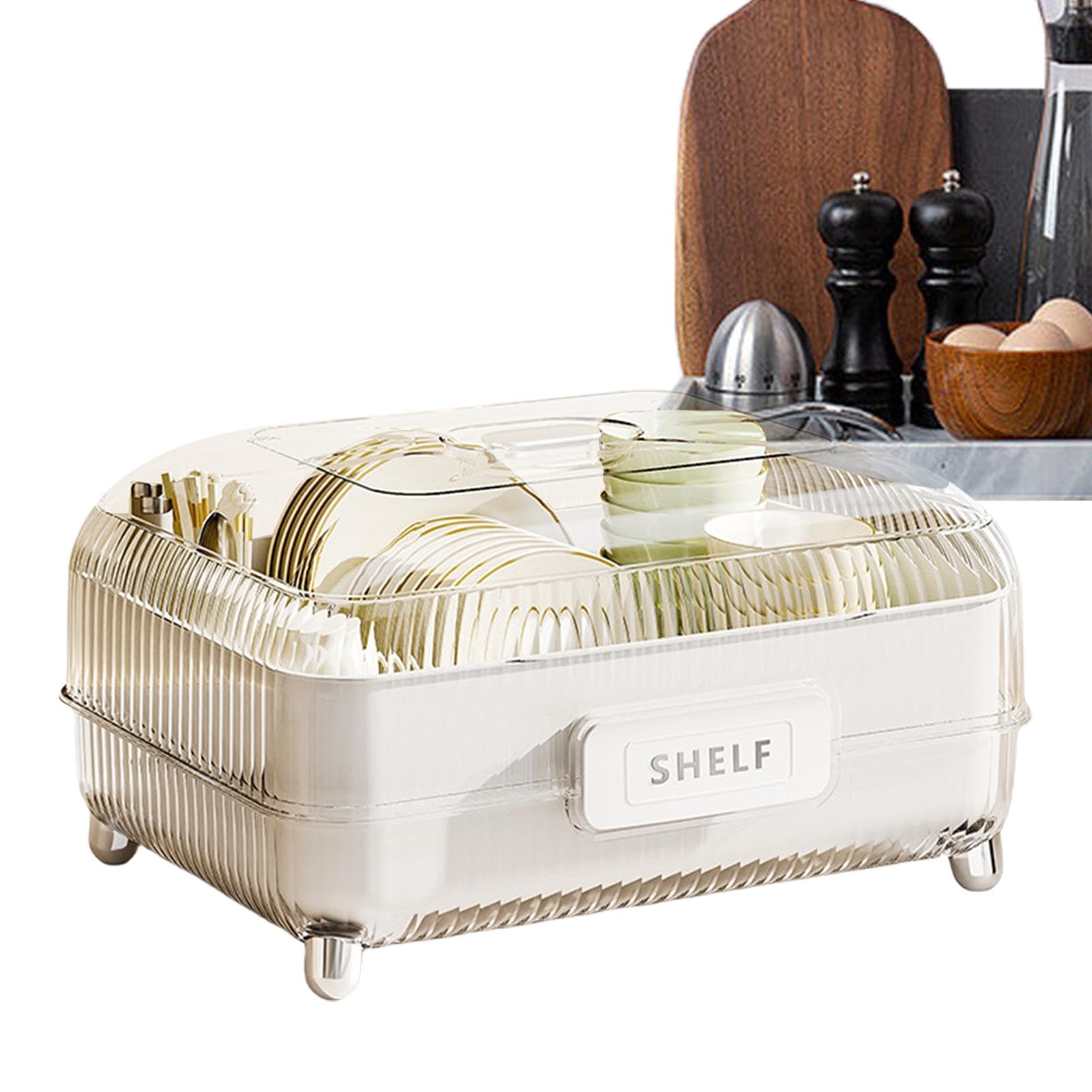Cerrado, escurridor de Platos, escurridor de Platos, Caja de Almacenamiento de Drenaje, Soporte Multifuncional para vajilla, escurridor de Platos con Tapa para Accesorios de Cocina