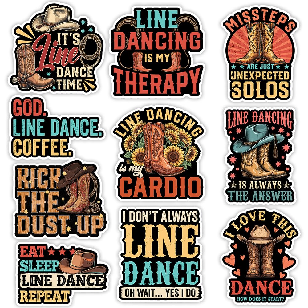 Calcomanías de baile de línea para decorar termos y carpetas en las noches de música country