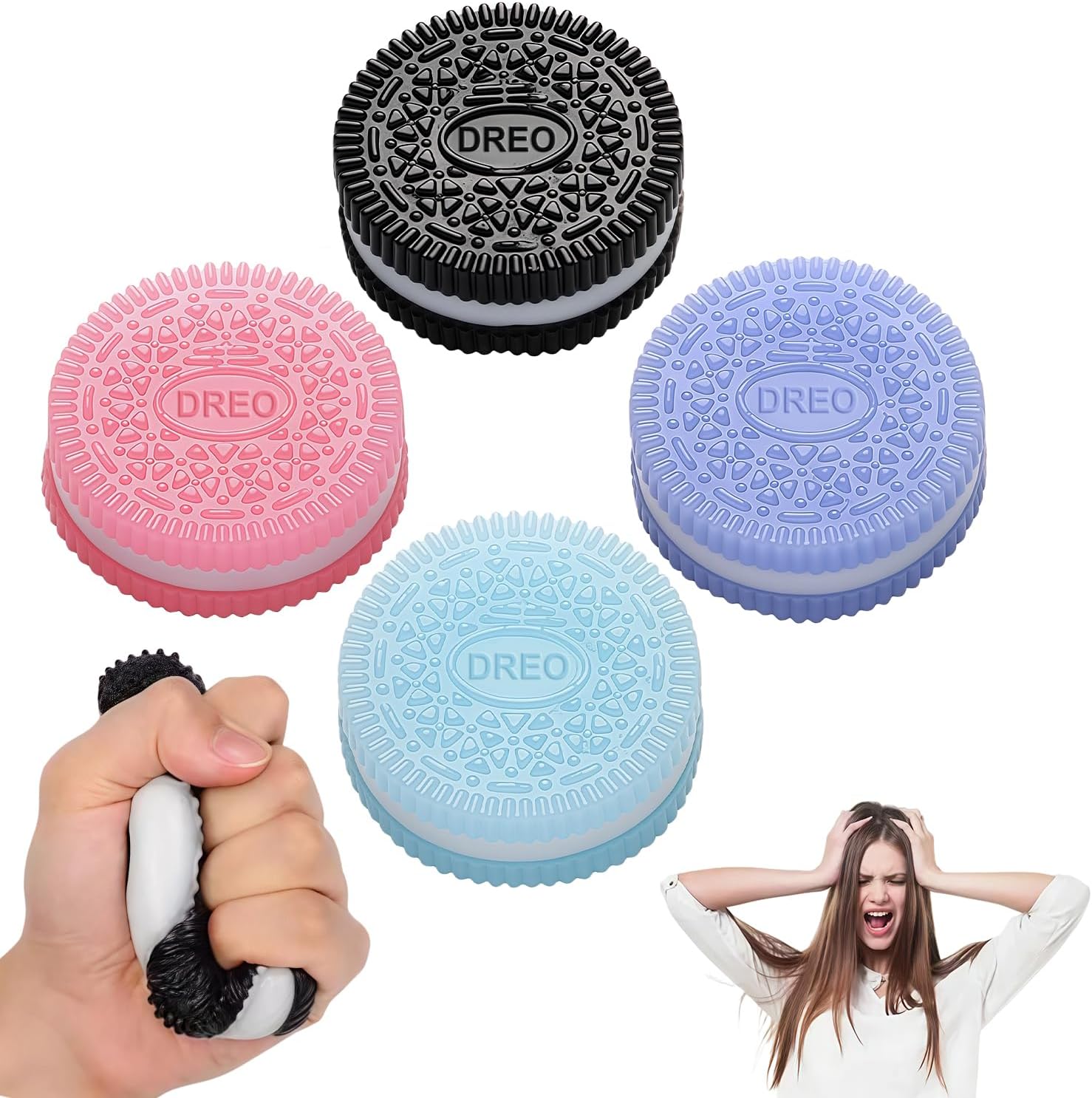 zxbaers 4PCS Silicone Stress Relief Squishy Toy, Non Stick Decompression Stress Squishy, Sticky Squishy Toy for Adults & Kids,Anxiety and Relaxation Perfect Desk Accessory