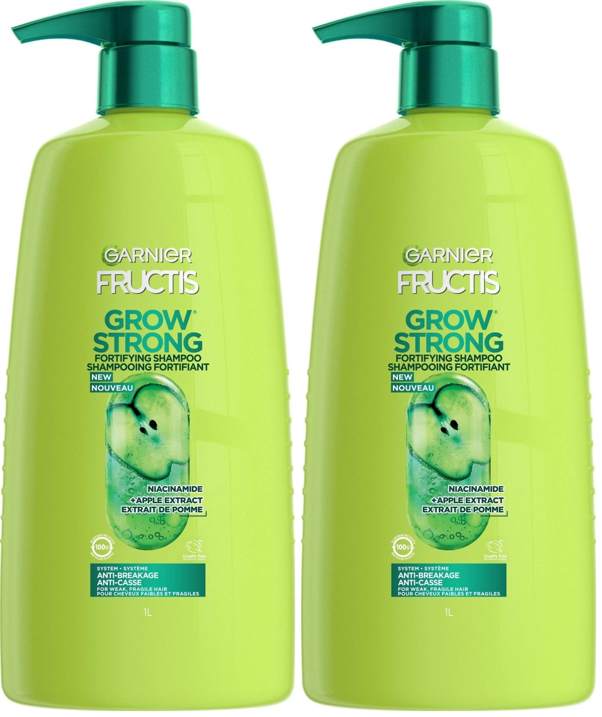 Garnier Fructis Grow Strong Shampoo, 33.8 Fl Oz, 1 Count (Packaging May Vary) (Pack of 2) Cradle to Cradle Certified Cradle to Cradle Certified Cradle to Cradle Certified