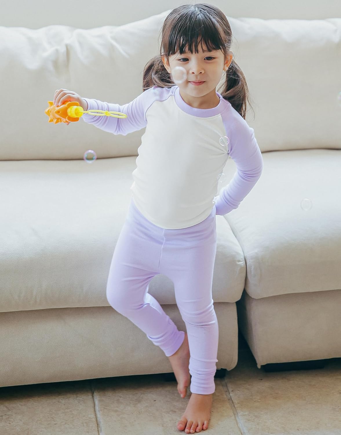 VAENAIT 6M-12Y Toddler Toddler Kids Toddler Girls Boys Soft Comfy Modal Tencel Solid Raglan Sleepwear Pajamas Pjs 2pcs Set - Image 4