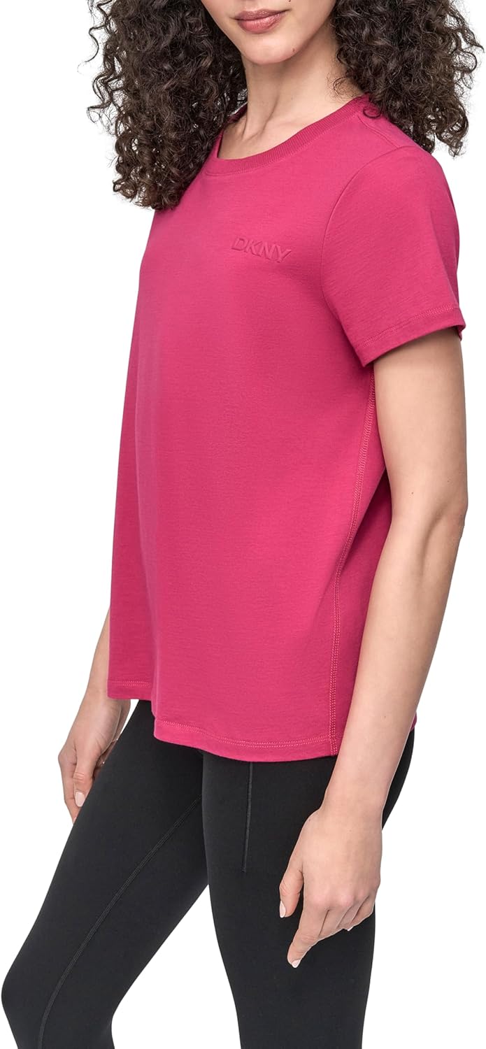 DKNY Women's Short Sleeve Crew Neck Silicone Logo T-Shirt - Image 3