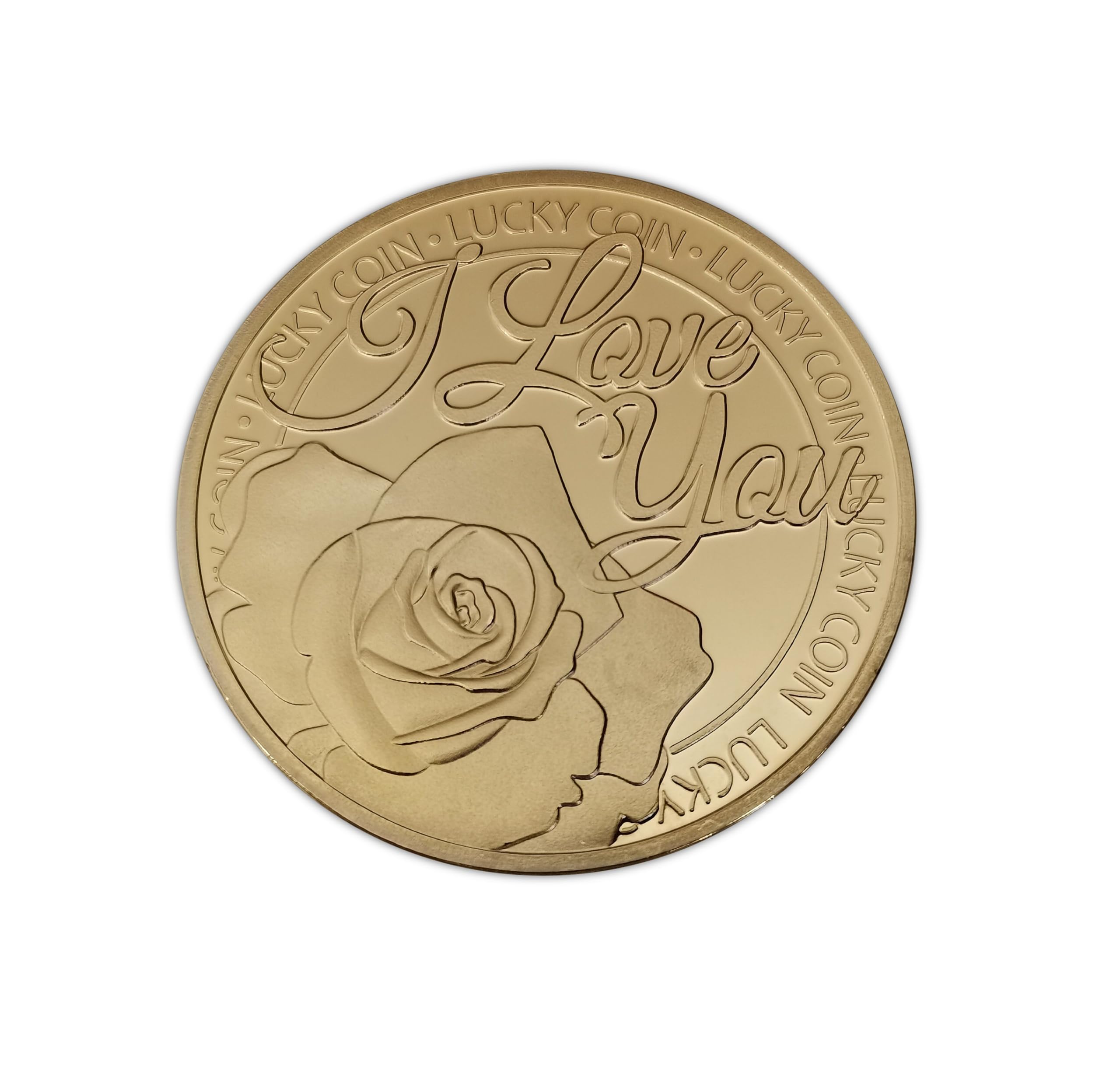 Eillwin Gold-Tone I Love You Lucky Coin - Beautiful Commemorative Rose Coin For Love And Luck, Home Harmony Keepsake