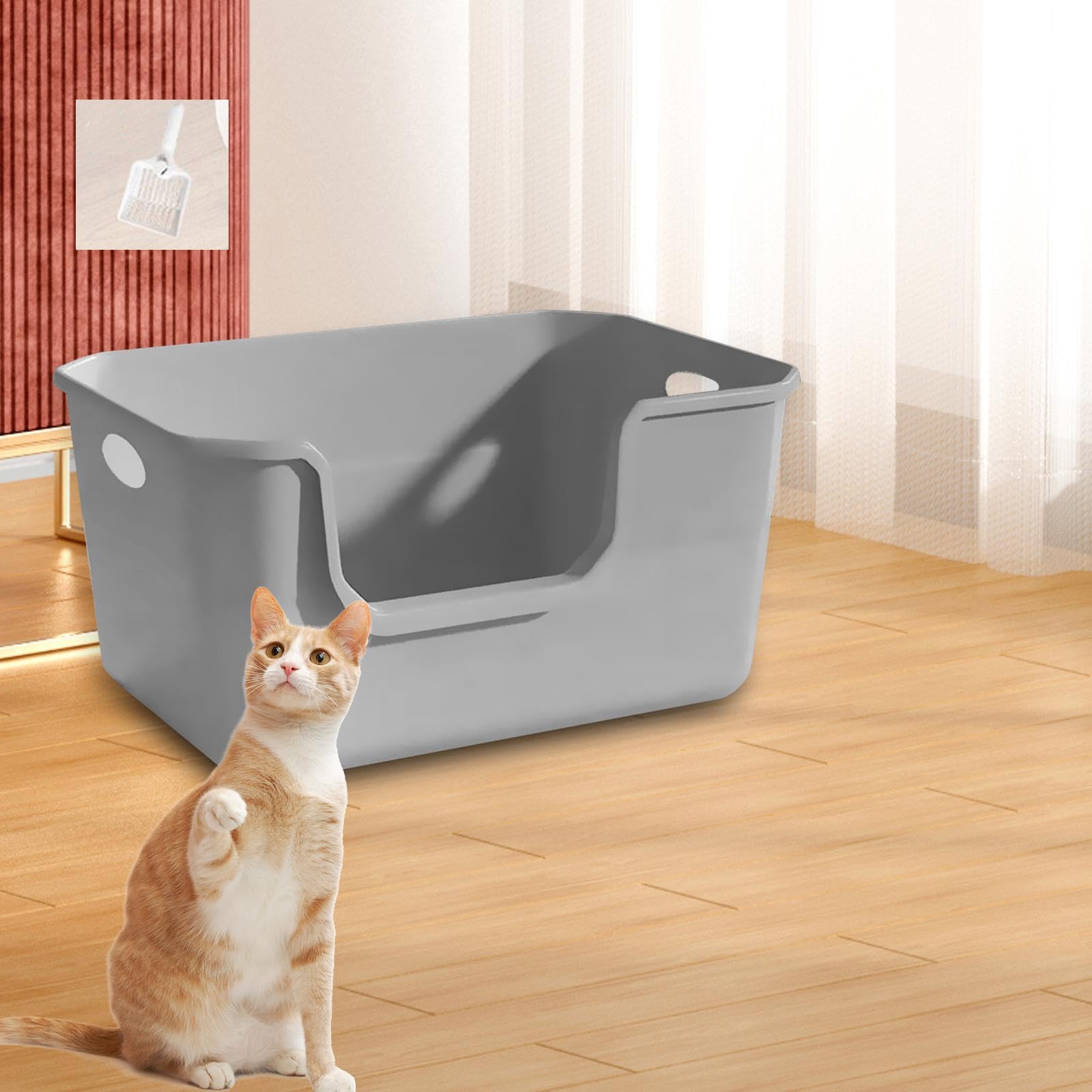 Caja De Arena Para Gatos Jumbo De Acero Inoxidable, Inodoro