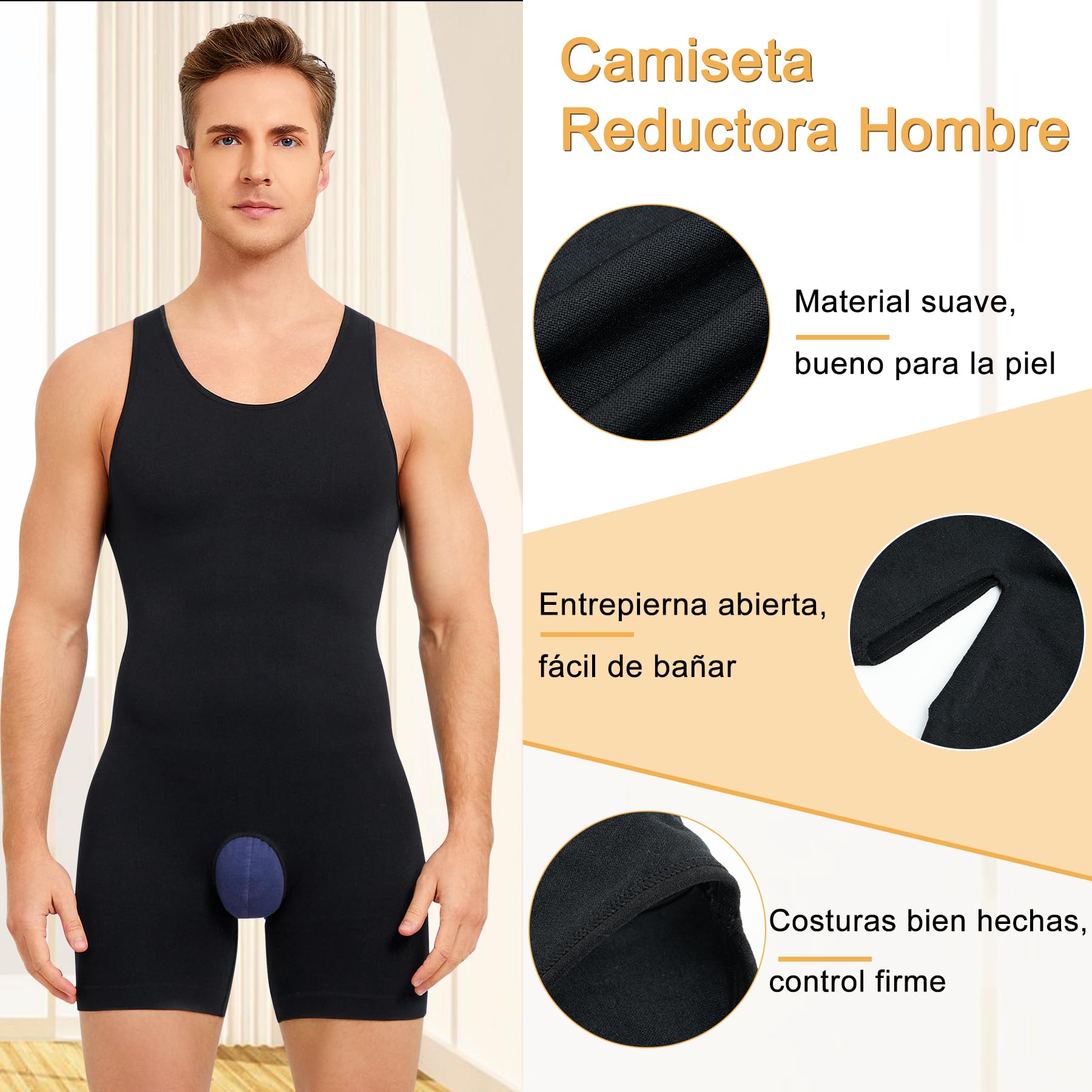 Bafully Camiseta De Compresión para Hombre Faja Reductor Hombre Adelgazante Camisetas Reductora Abdomen Sin Mangas Body Shaper Modelador Completo