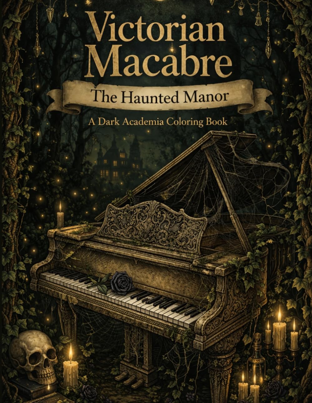 Victorian Macabre: The Haunted Manor: A Dark Academia Coloring Book for Adults Featuring Gothic Interiors, Haunted Objects, and 40 Unique Designs