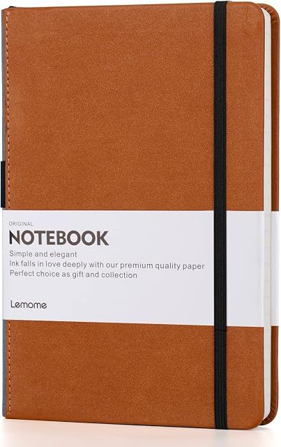 Notebook - Notebook A5 Classic Lined Journal with Pen Loop, A5 Notebook with Thick Paper, 8.4 x 5.7 inch, Back Pocket + Bookmark + Round Corner Paper + Banded