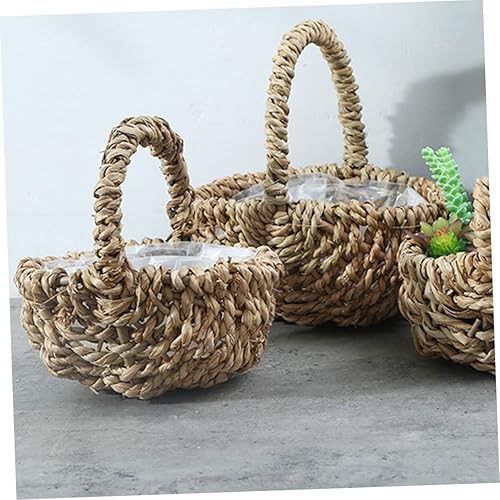 Miniatura 6 de Alipis Straw Flower Basket Rattan Baskets Wicker Basket Flower Girl Baskets for Weddings Wedding Girl Flower Basket Easter Egg Basket Farmhouse