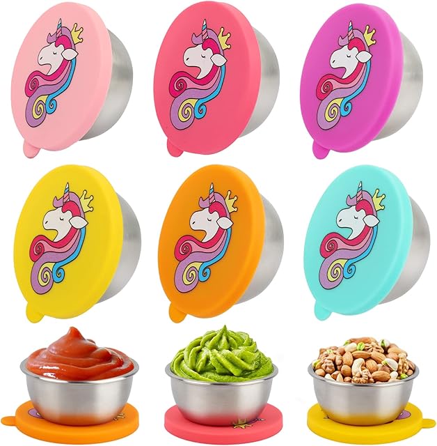 6 Pack 1.7 Oz Salad Dressing Container to Go, Stainless Steel Small Containers with Lids, Food Storage Containers With Lids Airtight, BPA Free Snack Containers for Kids, Sauce Containers for Lunch
