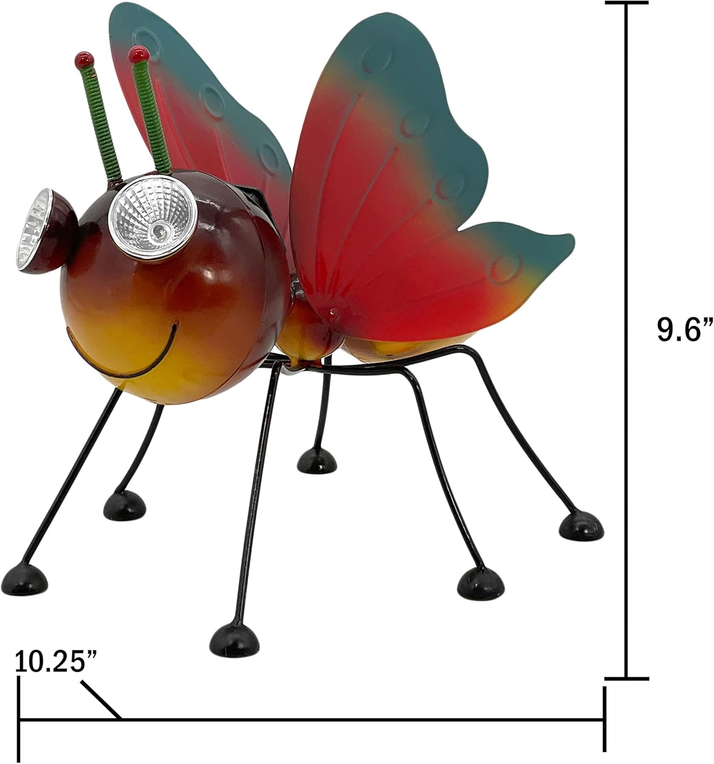 Galt International Rainbow Butterfly Metal Garden Statue w/Solar LED Lights Yard, Patio, Lawn and Garden Decor and Ornament, Outdoor and Indoor Statue