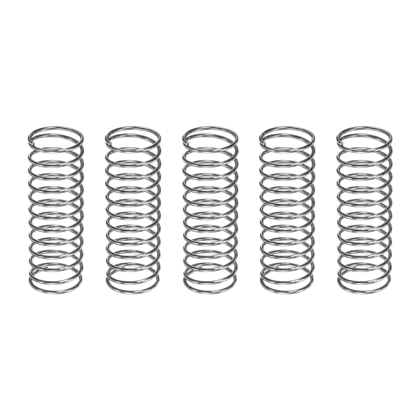 M METERXITY 5-Pack Compression Springs, 40mm Length 15mm OD 304 Stainless Steel Pruner Replacement Springs for Garden Tool/DIY/Mechanical Repair Replacement [Silver Tone, 1mm Wire Size]