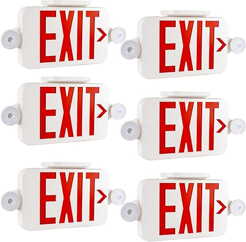 Miniatura 10 de Gruenlich Combo de señal de salida LED con luces de emergencia, cabezales ajustables y doble cara, respaldo de batería, calificación UL 924, CA