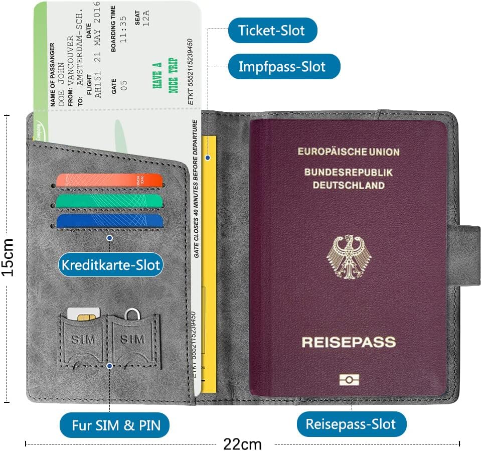 Toctax Passport Holder Cover, Leather RFID Travel Wallet Case Organiser with RFID Blocker - Image 5