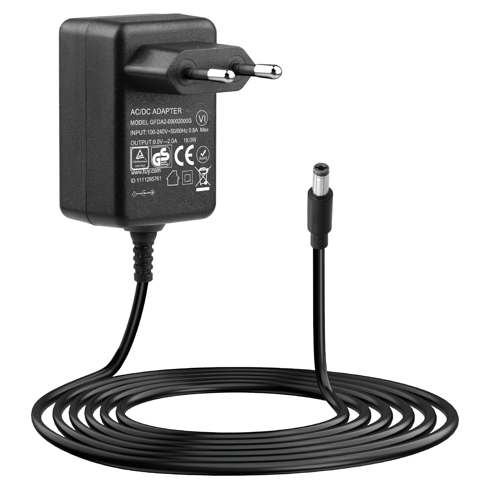 Alimentatore 9V 2A Caricatore Universale per Cyclette Domyos Kettler Nordictrack Toniebox Crosstrainer Giro P Schwinn A10 A20 A40 F-Bike MEGA 2560 Arduino UNO R3 9VDC Adattatore Corrente EU Plug