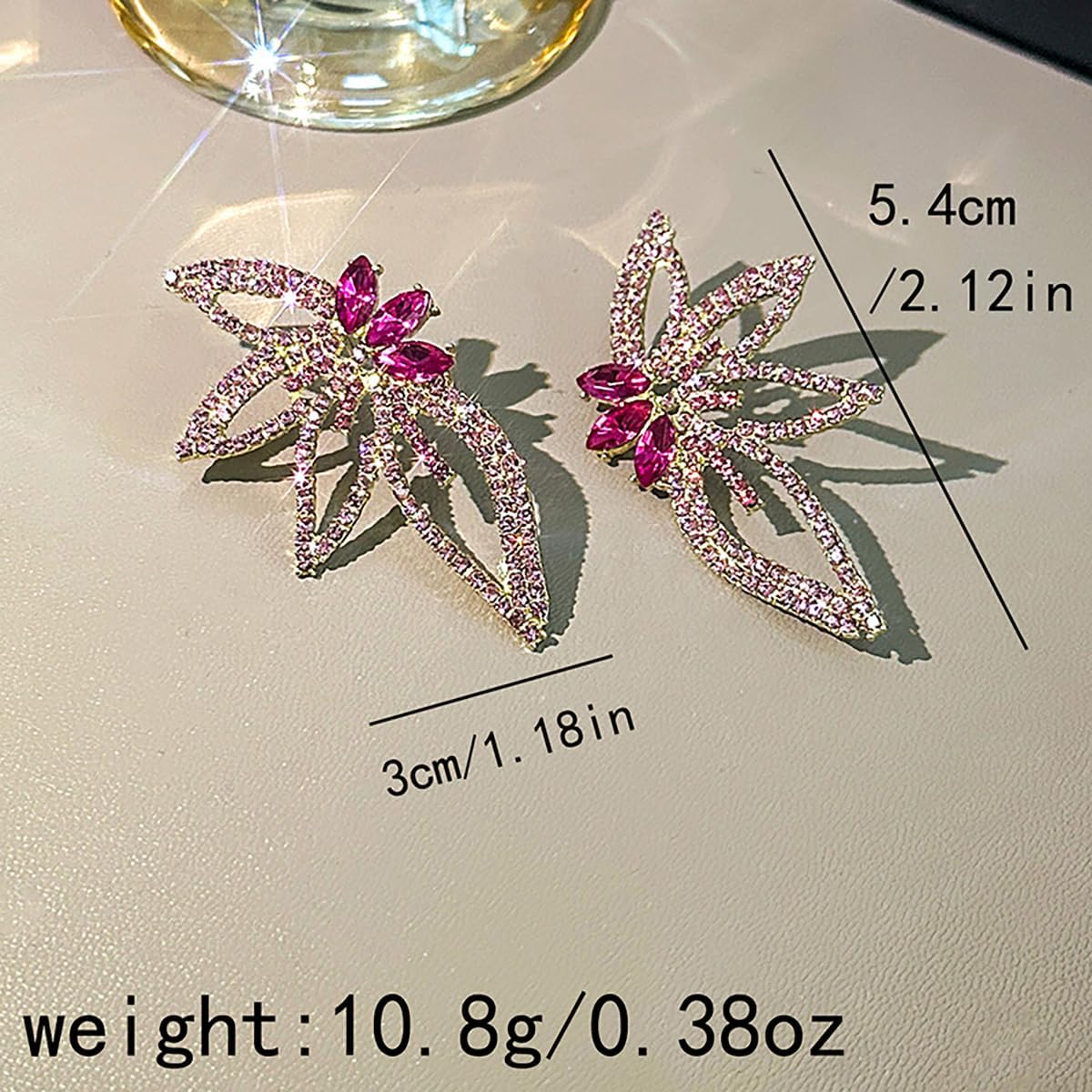 Huge Butterfly Studs Earrings Boho Vintage Rhinestone Statement Earrings Angel Wings Crystal Earrings Shiny Leaf-shaped Flower Stud Earrings Wedding Jewelry Gifts for Women - Image 3