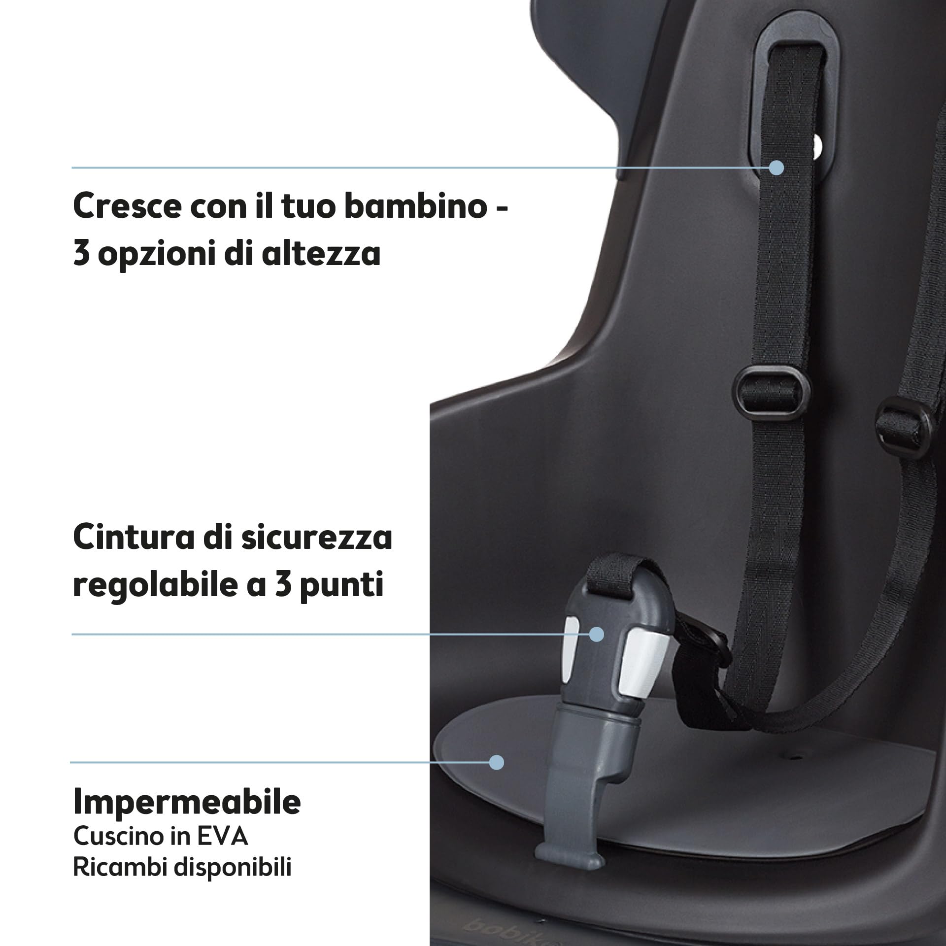 Bobike 8012300019 GO Maxi CFS XR Seggiolino Posteriore Per Bici Con Portapacchi, Per Bambini Da 9 Mesi A 6 Anni, Max 22 kg, Poggiapiedi Regolabili, Senza Attrezzi, Nero Urbano